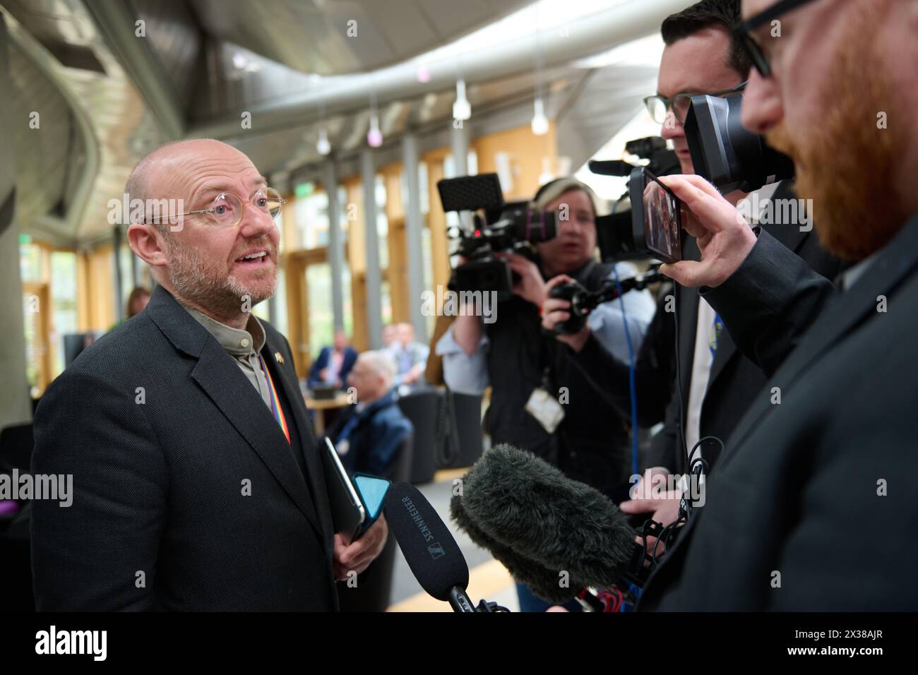 Edinburgh Scotland, UK 25 April 2024.   Scottish Greens MSP’s at the Scottish Parliament after the Bute House Agreement comes to an end.   credit sst/alamy live news Stock Photo