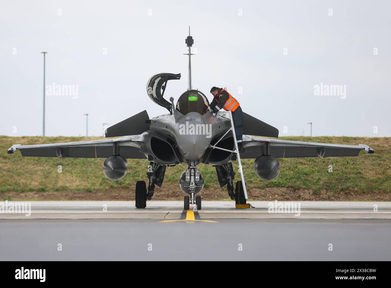Rafale aircraft is seen at the Colonel Marko Zivkovic barracks during ...