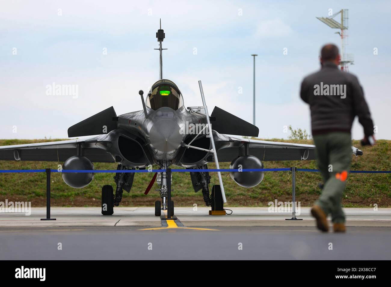 Rafale aircraft is seen at the Colonel Marko Zivkovic barracks during ...