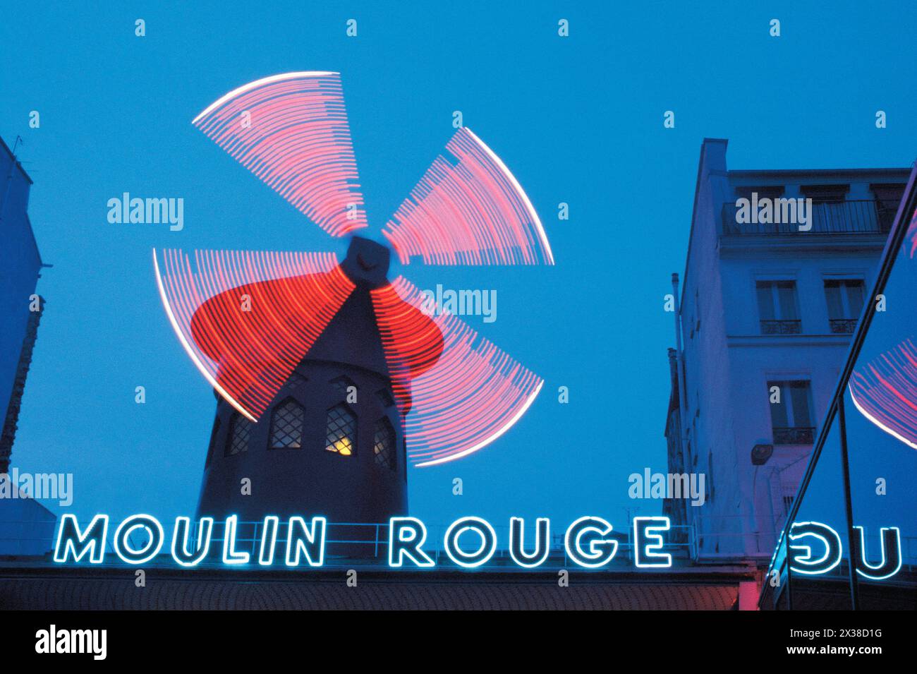France. Paris. Moulin Rouge at night. Stock Photo