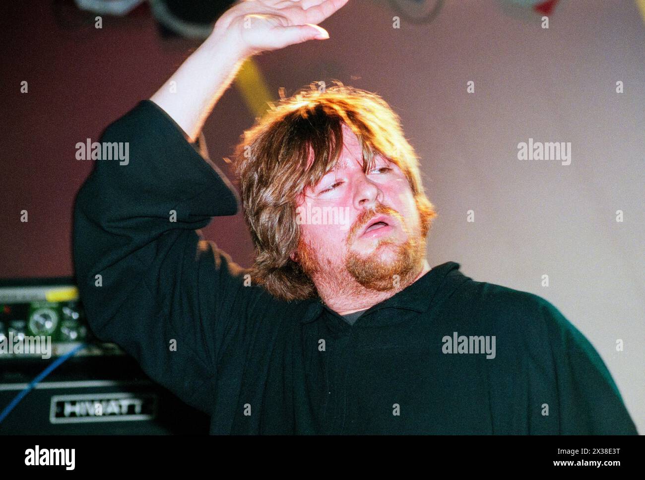 SOUNDTRACK OF OUR LIVES, READING FESTIVAL, 1998: A young Ebbot Lundberg of the Swedish band The Soundtrack Of Our Lives on the Melody Maker Stage at Reading Festival, Reading, England, UK on 28 August 1998. Photo: Rob Watkins.  INFO: Soundtrack of Our Lives, a Swedish rock band formed in 1995 in Gothenburg, emerged as pioneers of the '90s psychedelic rock revival. Their expansive soundscapes and energetic performances garnered critical acclaim. Stock Photo
