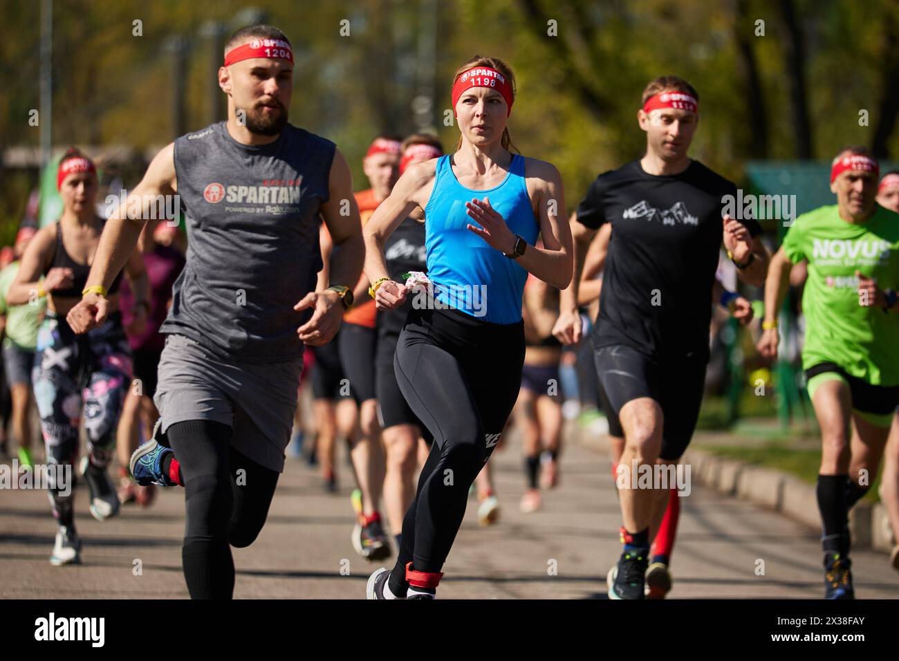 Ukrainian runners running the marathon during the Spartan Race
