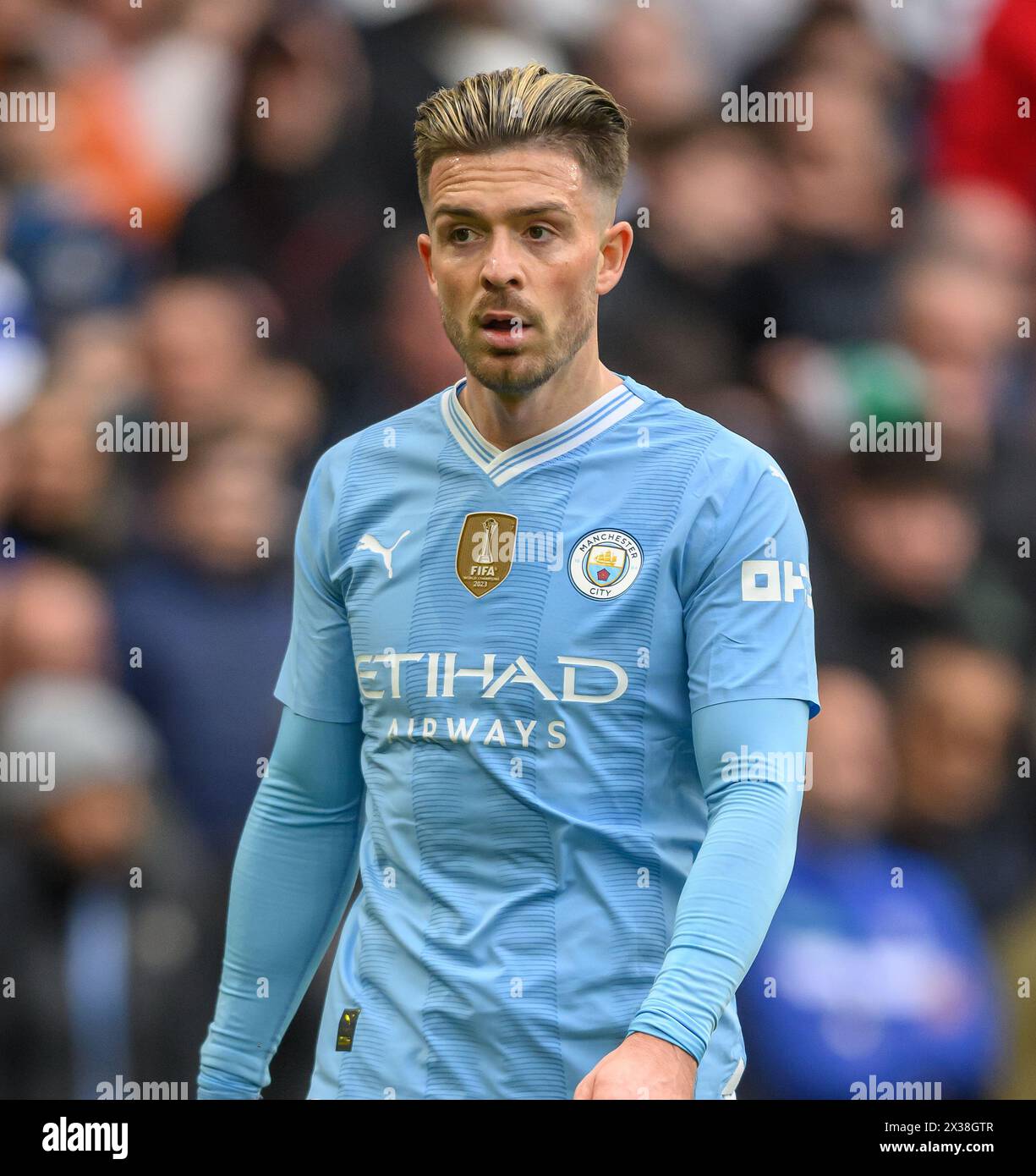 London, UK. 20th Apr, 2024 - Manchester City v Chelsea - FA Cup Semi-Final - Wembley.                                                                         Manchester City's Jack Grealish in action.                                         Picture Credit: Mark Pain / Alamy Live News Stock Photo