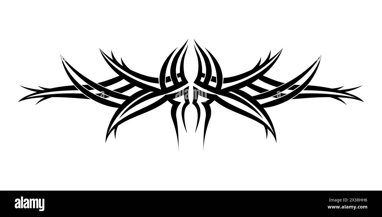 Tribal tattoo design. Intricate black tribal tattoo design with symmetrical pattern. Stock Vector