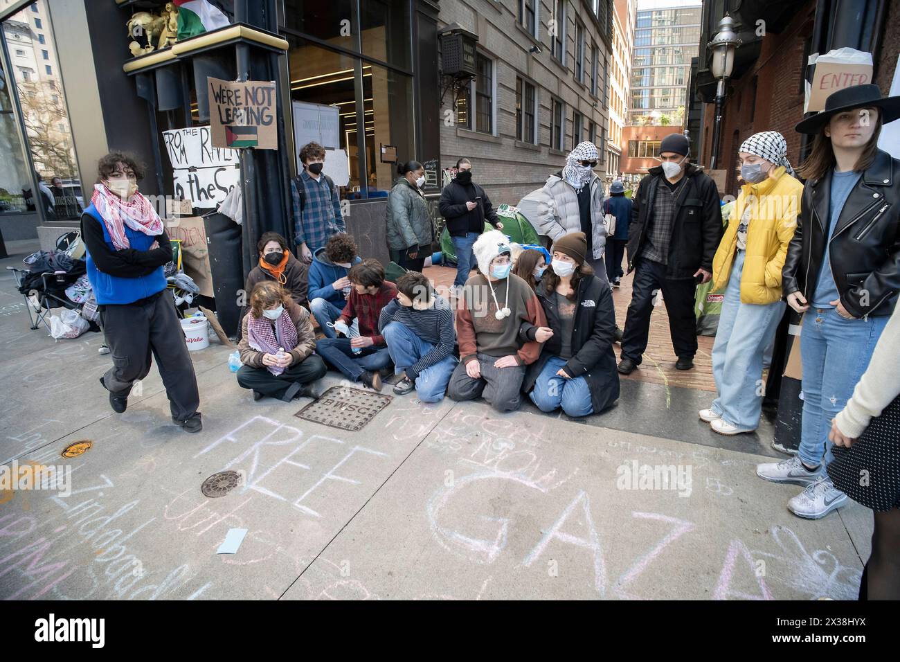 Boston, Massachusetts, USA April 24, 2024. Emerson College students and ...