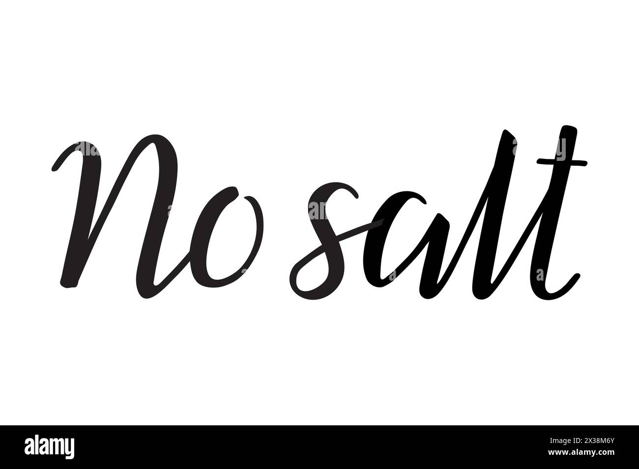 No salt. Handwritten lettering. Inscription in English. Modern brush ink calligraphy. Black isolated word on white background. Vector text. Food label Stock Vector
