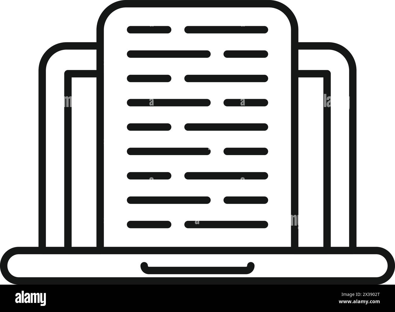 Working remote reading article icon outline vector. Laptop screen ...