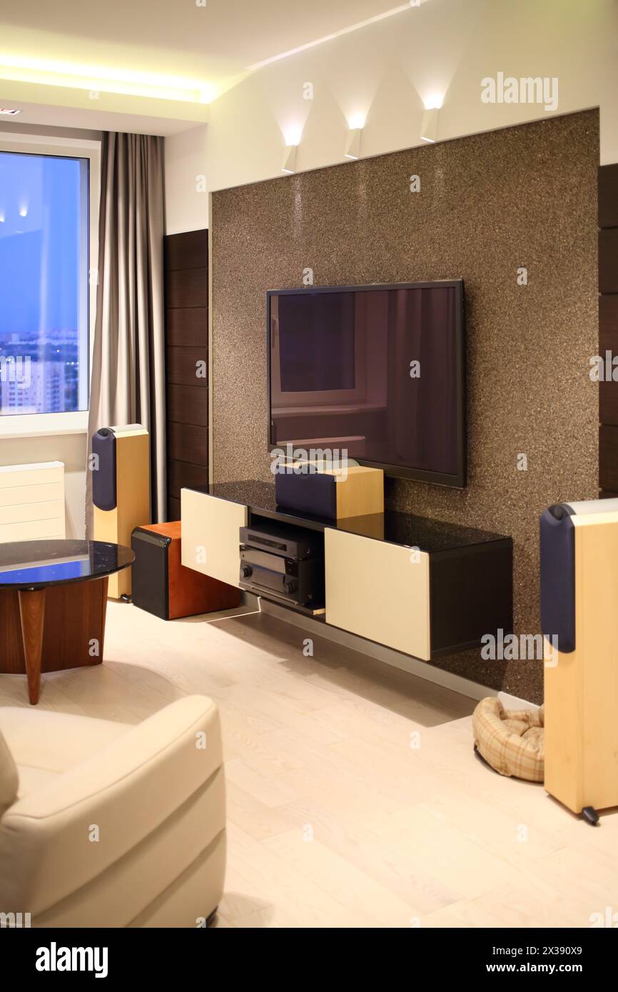 Home theater in the interior of modern living room Stock Photo - Alamy