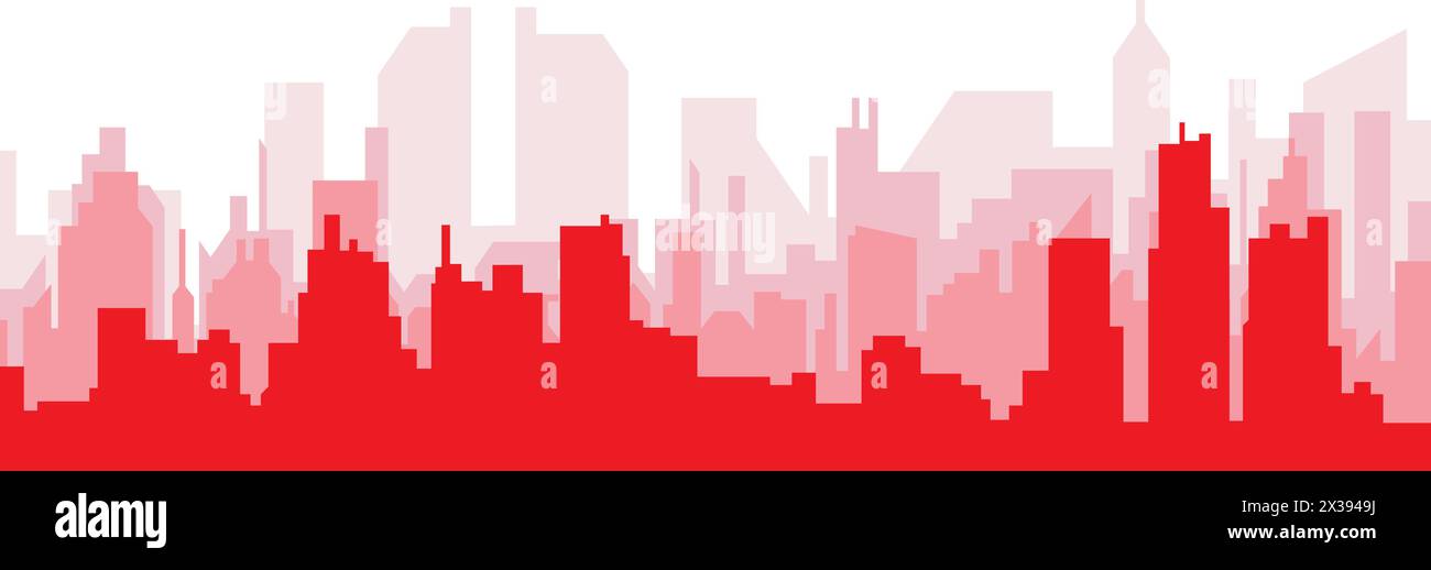 Red panoramic city skyline poster of DETROIT, UNITED STATES Stock Vector