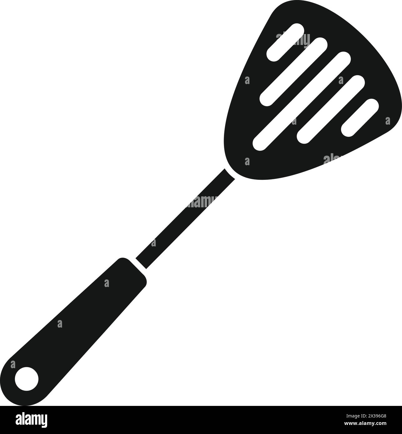 Cooking spatula icon simple vector. Cutlery grill tool. Hole shape Stock Vector