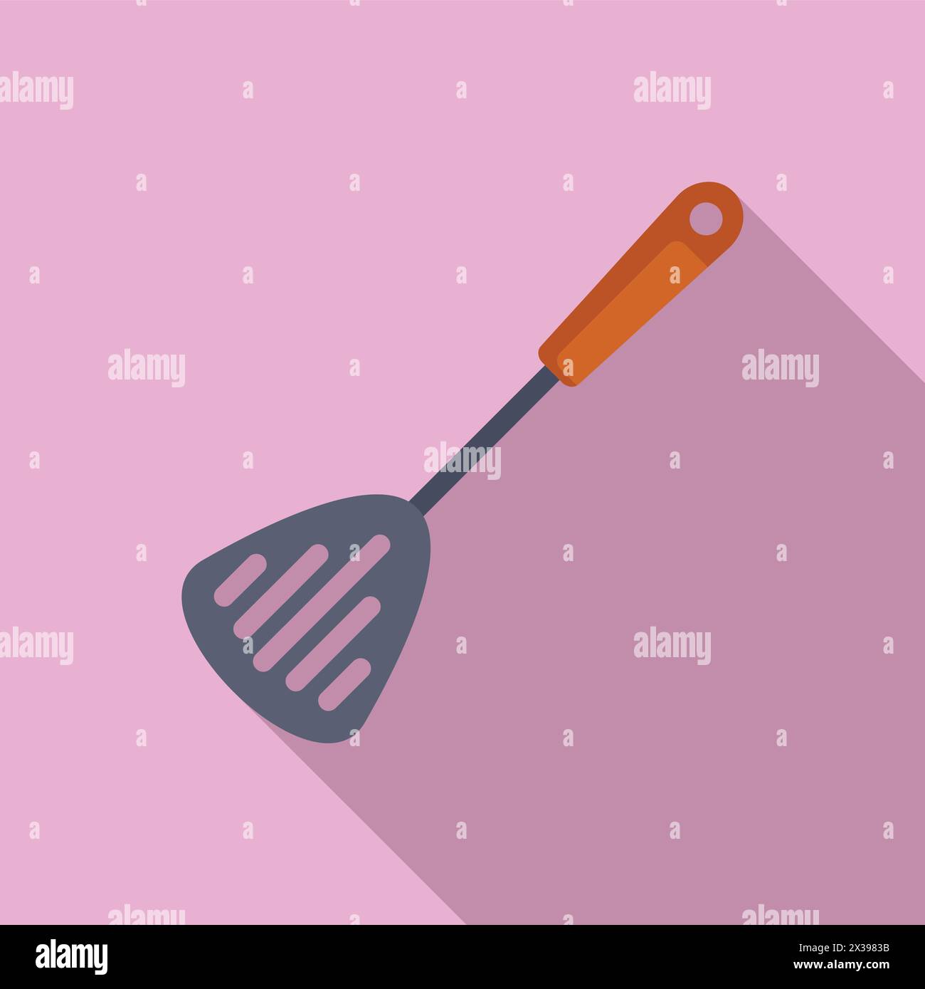 Cooking spatula icon flat vector. Cutlery grill tool. Hole shape Stock Vector