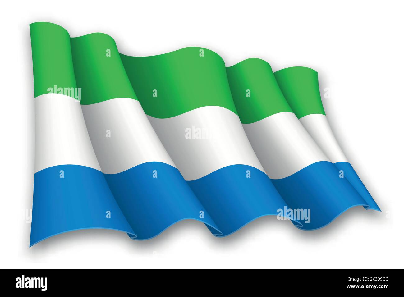 Realistic waving flag of Sierra Leone isolated on white background ...