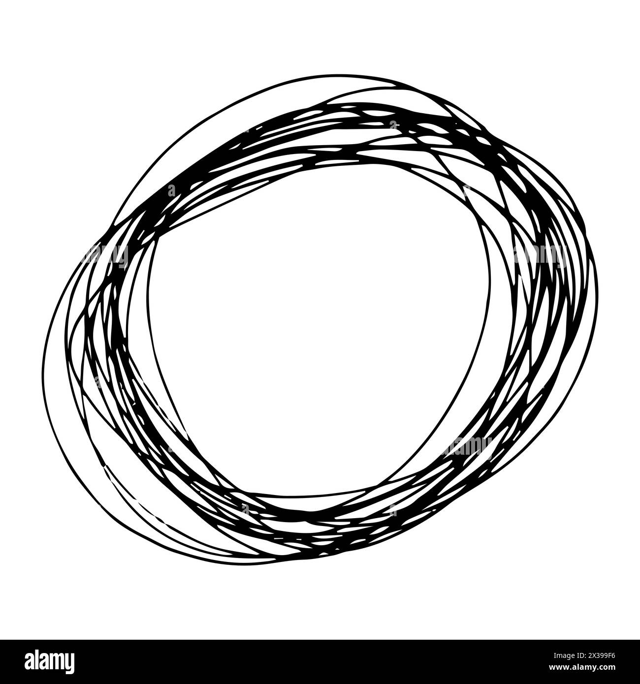 Sketch Hand drawn Ellipse Shape. Abstract Pencil Scribble Drawing. Vector illustration. Stock Vector