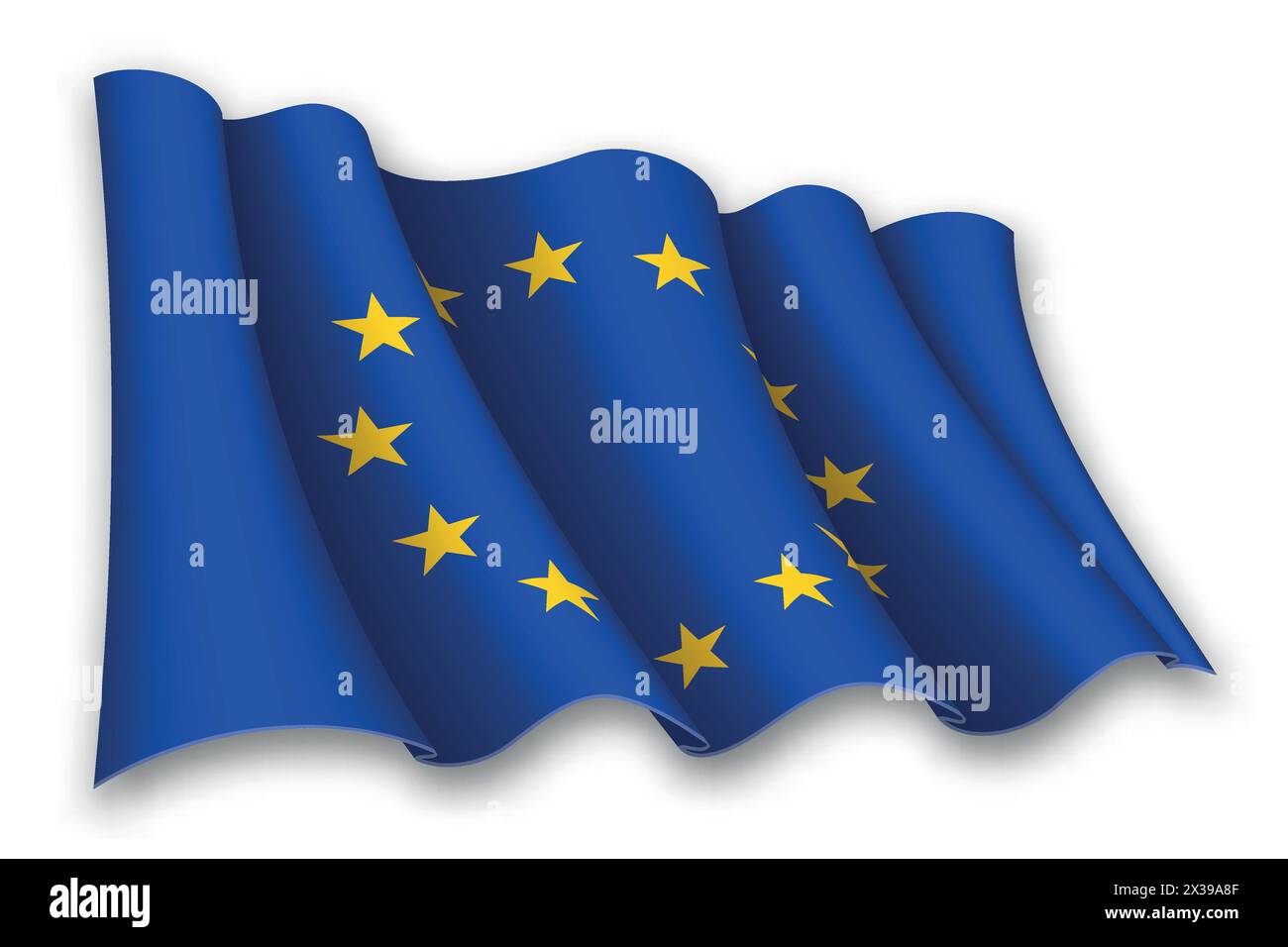 Realistic waving flag of European Union isolated on white background ...