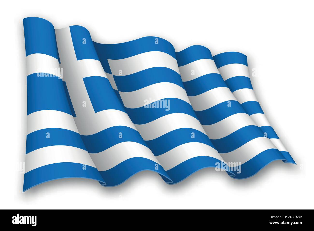 Realistic waving flag of Greece isolated on white background Stock ...
