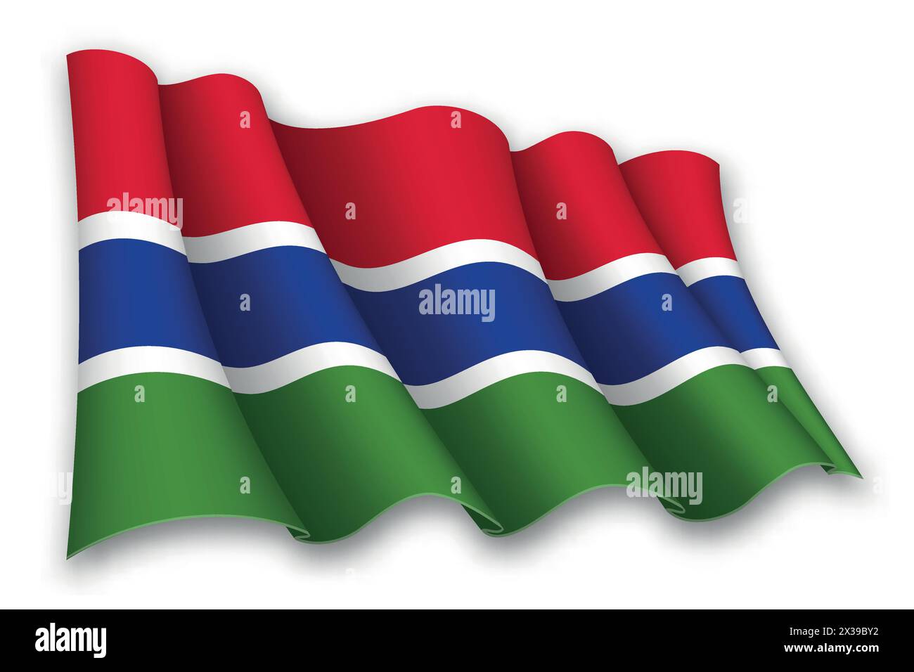 Realistic waving flag of Gambia isolated on white background Stock ...