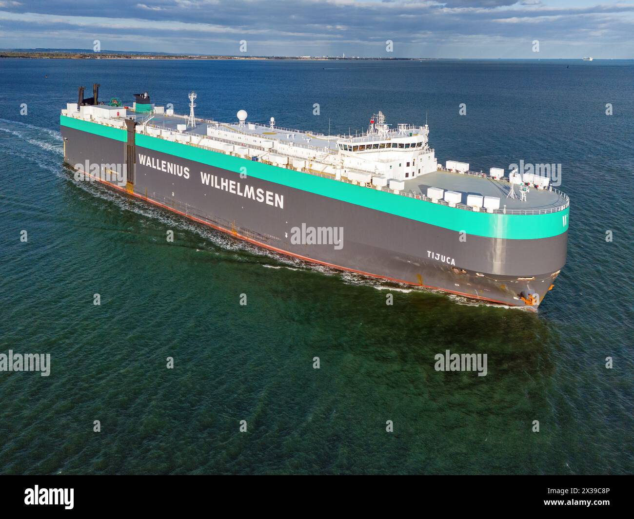 Tijuca is a Ro-Ro Large Car and Truck Carrier operated by Wallenius Wilhelmsen. Stock Photo