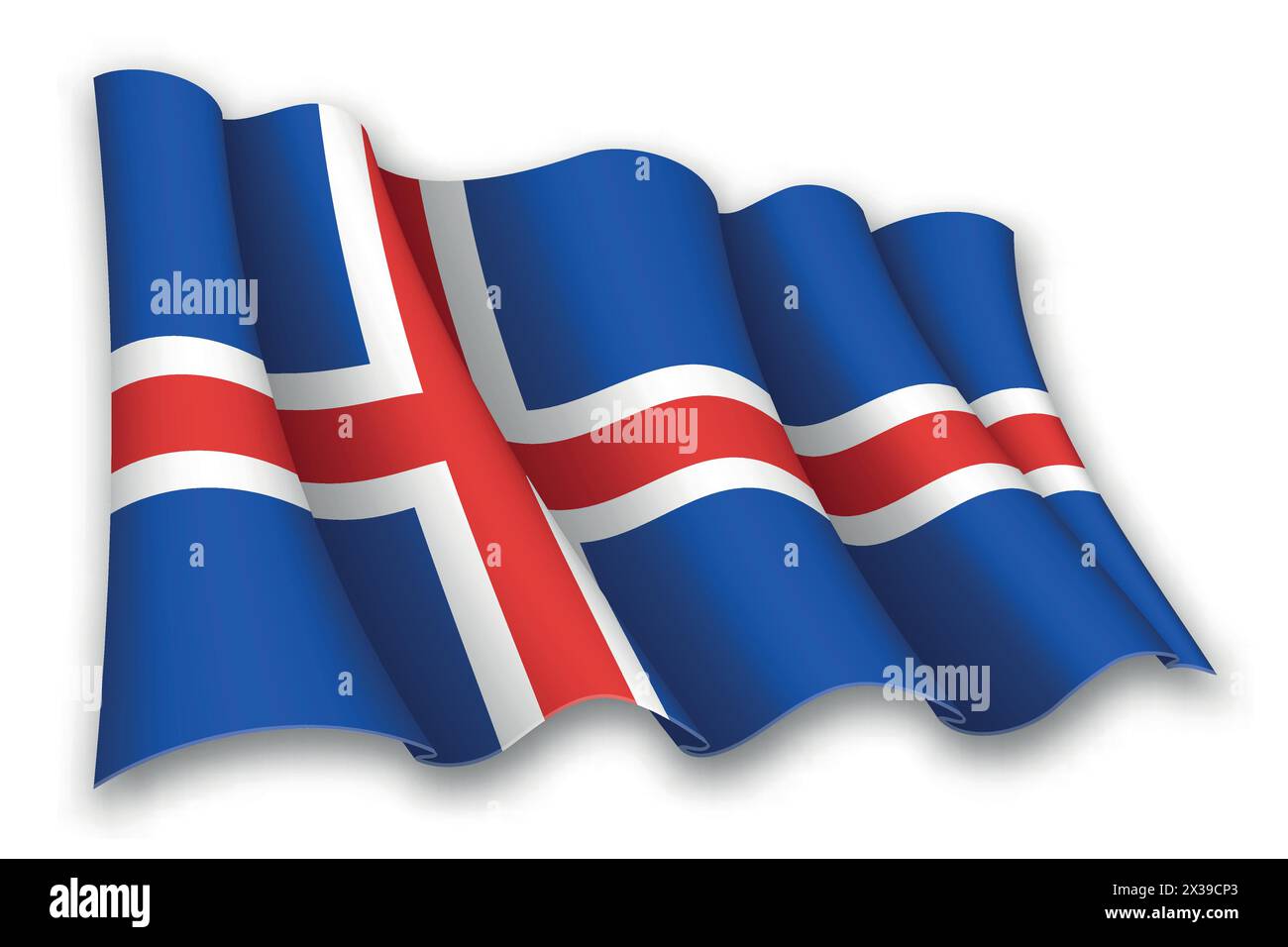 Realistic waving flag of Iceland isolated on white background Stock ...