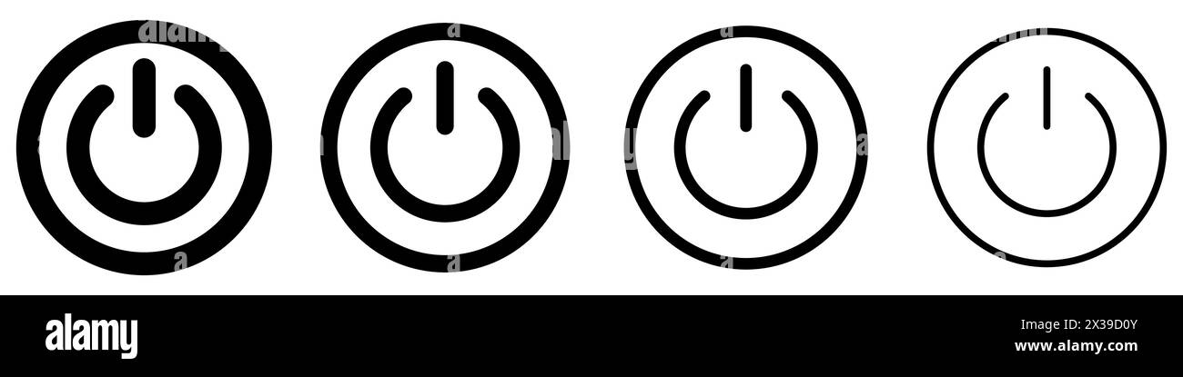 On-off icon. Set of black power buttons. Vector illustration Stock ...