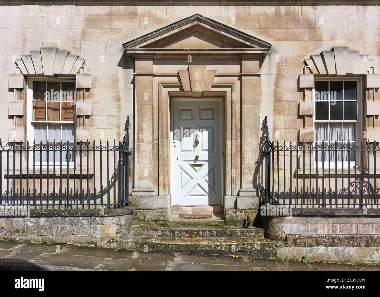Elaborate door entrance of a neo-classical building at Stamford, England. Stock Photo