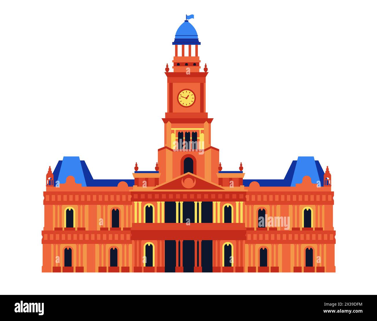 Sydney Town Hall - modern flat design style single isolated image Stock Vector