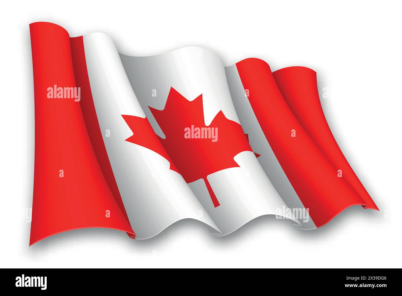 Realistic waving flag of Canada isolated on white background Stock ...