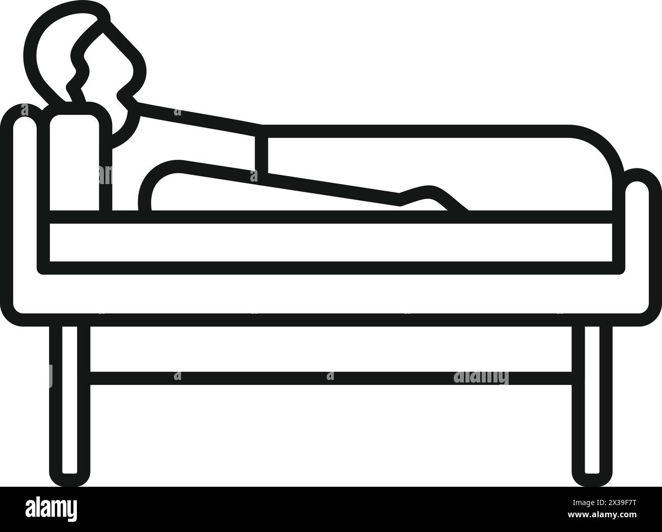 Person at hospital bed icon outline vector. Health patient. Emergency help Stock Vector