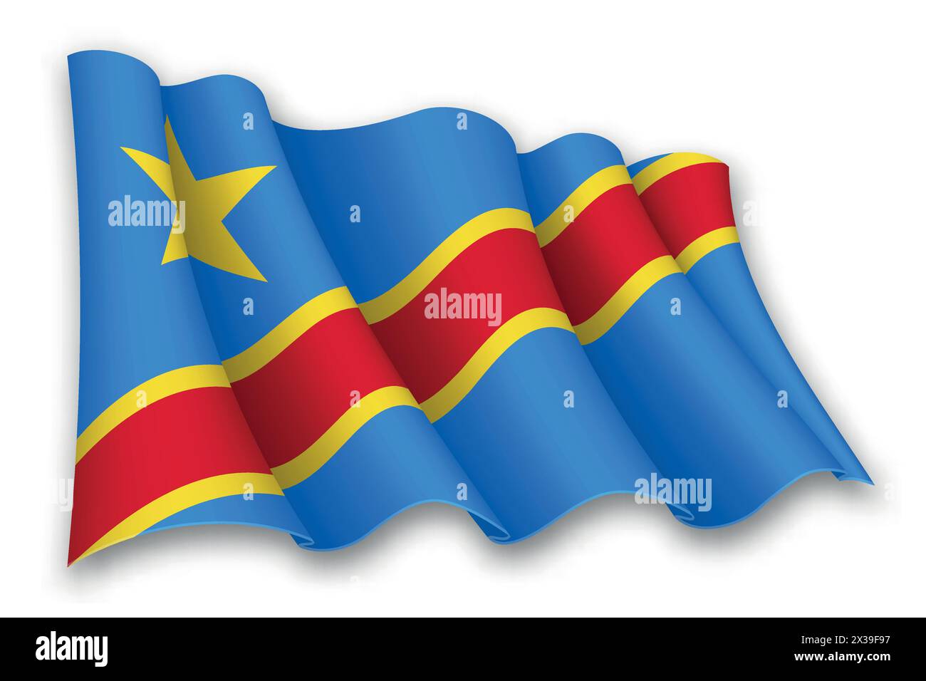 Realistic waving flag of DR Congo isolated on white background Stock ...