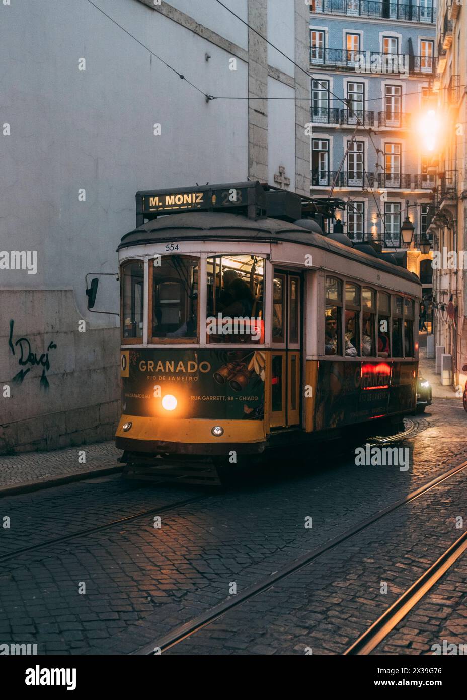 Lisbon, Lissabon, 22.03.2024: Travelpictures Lisbon, old historic Tram 28 M. Moniz drives through Alfama, Baixa and Graca. Stock Photo