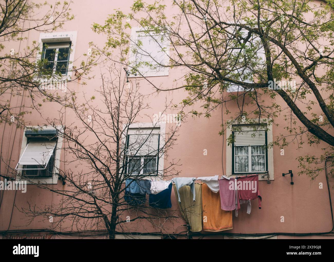 Lisbon, Lissabon, 22.03.2024: Travelpictures Lisbon, Laundry hangs on a house. Stock Photo