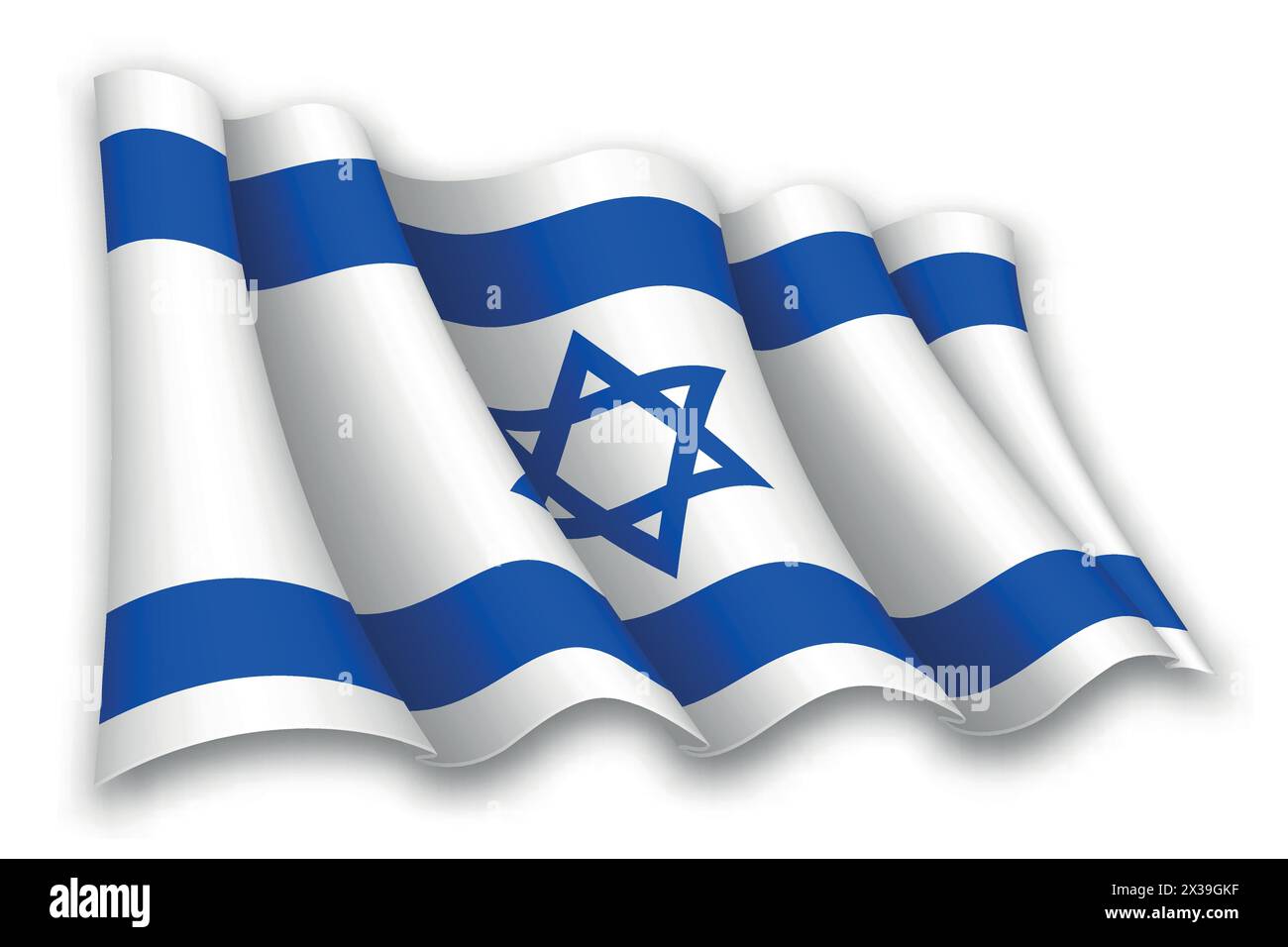 Realistic waving flag of Israel isolated on white background Stock ...