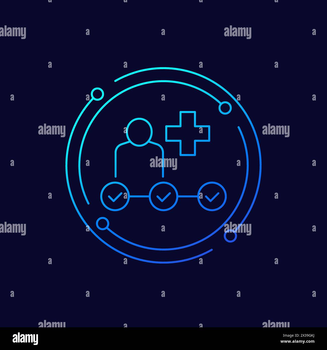 Rehab steps icon, linear design Stock Vector