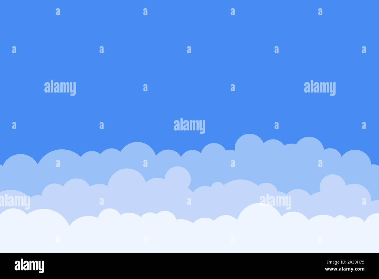 Blue sky and clouds background. Vector cartoon illustration. Simple ...
