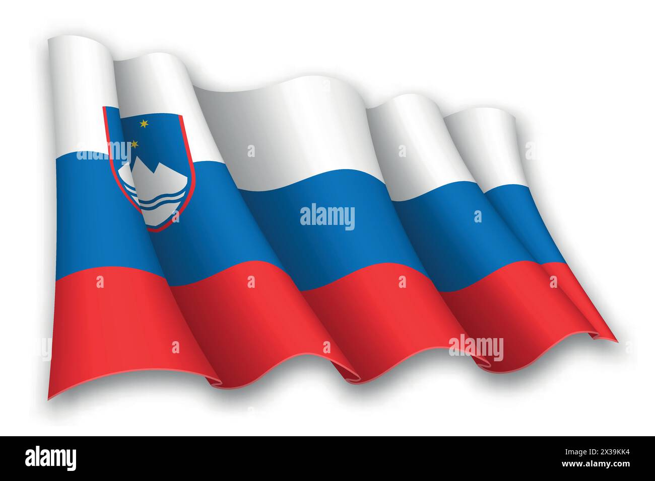 Realistic waving flag of Slovenia isolated on white background Stock ...