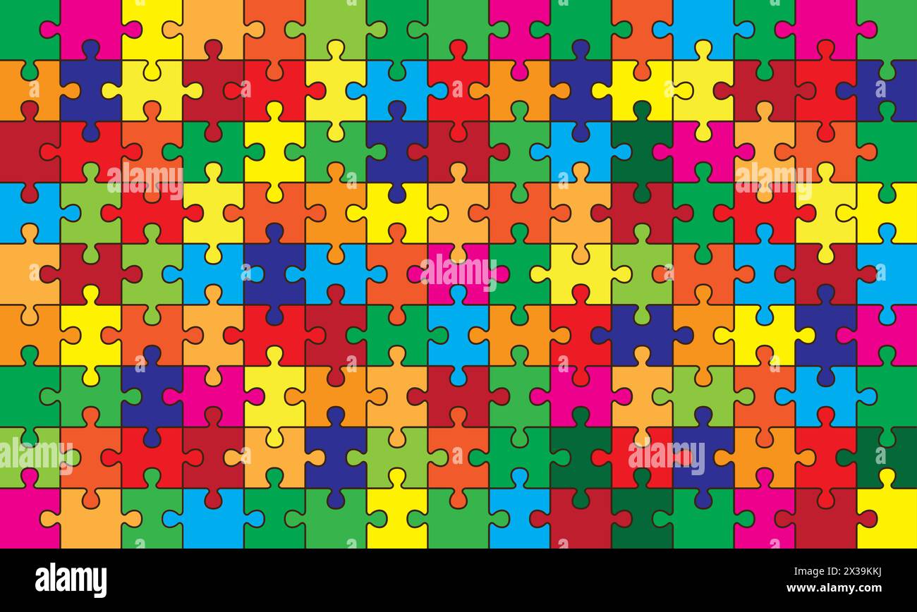 Puzzle pieces vector illustration background. Abstract multi color pattern Stock Vector