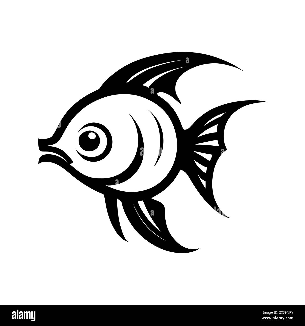 Black fish vector icon isolated on white background Stock Vector