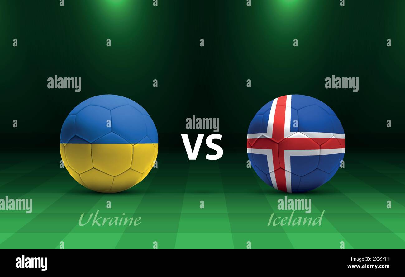 Ukraine vs Iceland football scoreboard broadcast template for soccer