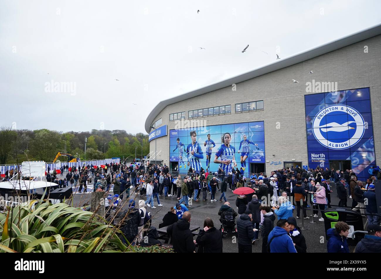 Brighton And Hove Albion Fans Outside The Ground Before The Premier brighton-and-hove-albion-fans-outside-the-ground-before-the-premier