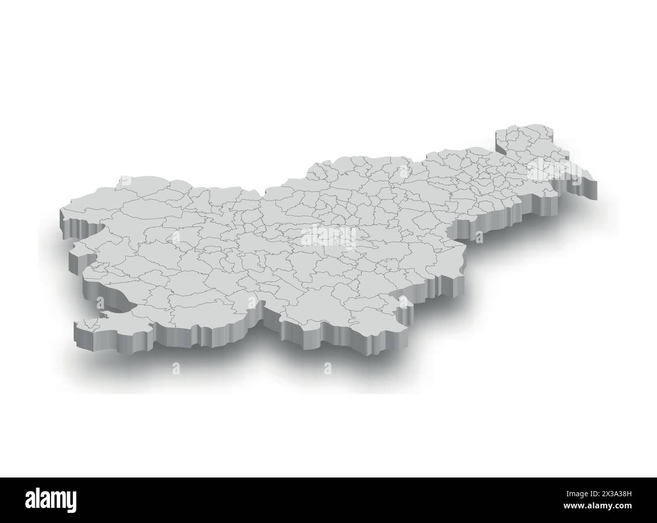 3d Slovenia white map with regions isolated on white background Stock ...