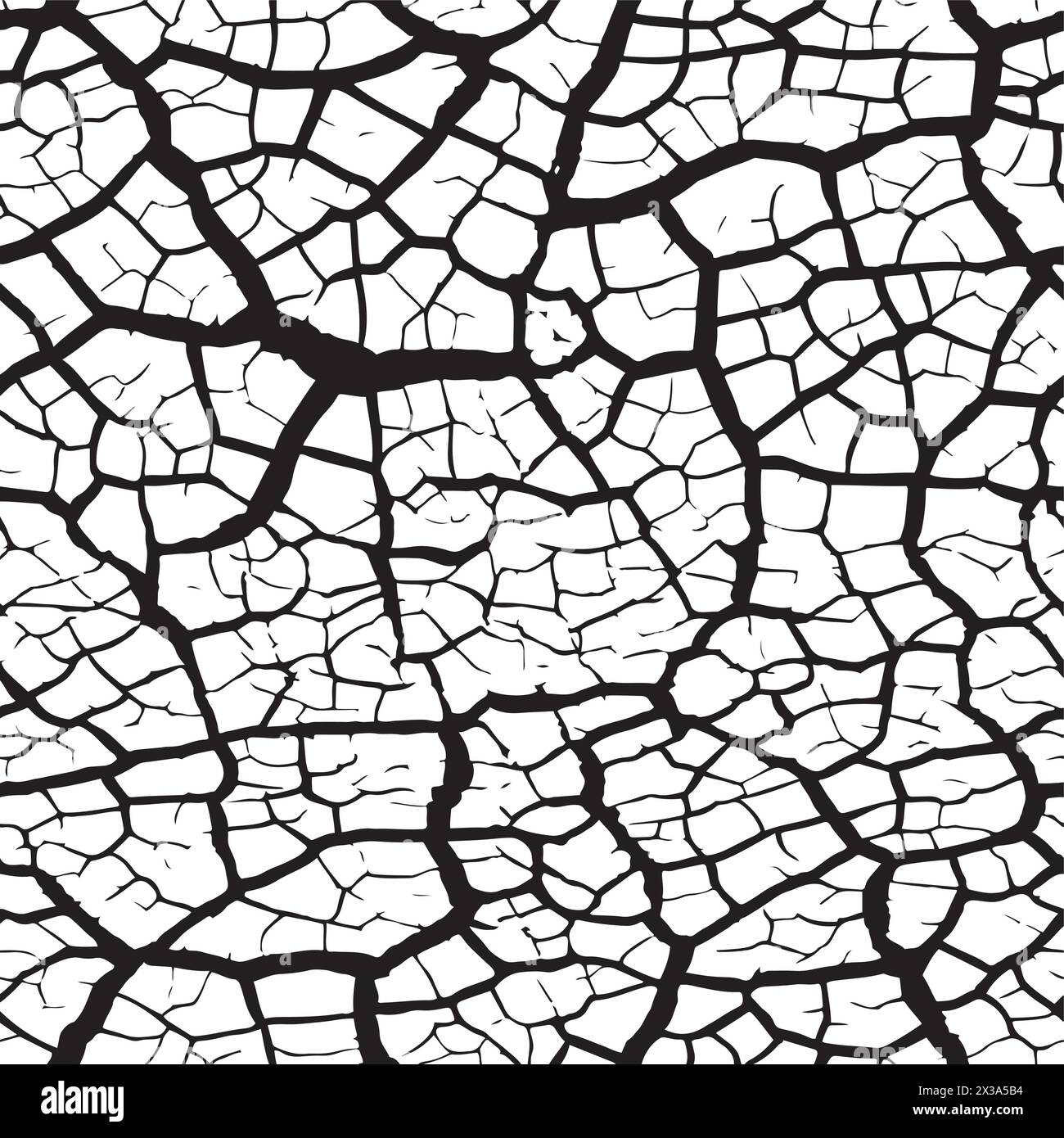 Monochrome image depicting the intricate pattern of cracked, dry earth in a barren desert. Seamless pattern. Stock Vector