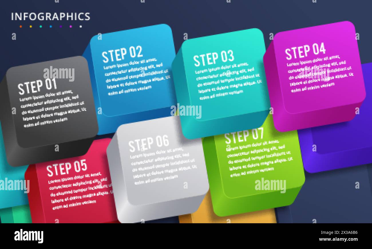 In Set Step Vector Infographic design with 7 options or steps Stock Vector Image ...