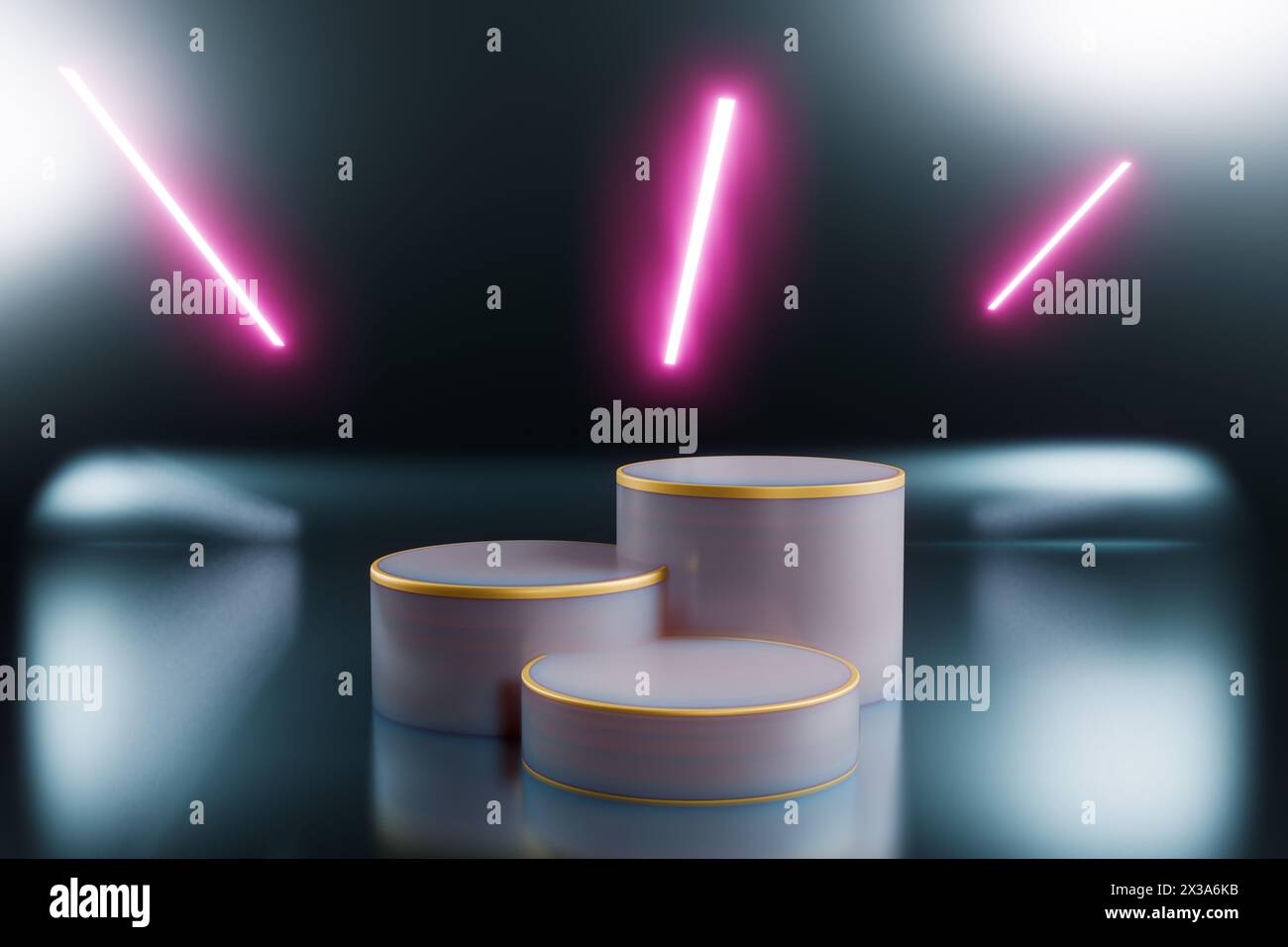 3d realistic neon podiums hi-res stock photography and images - Alamy