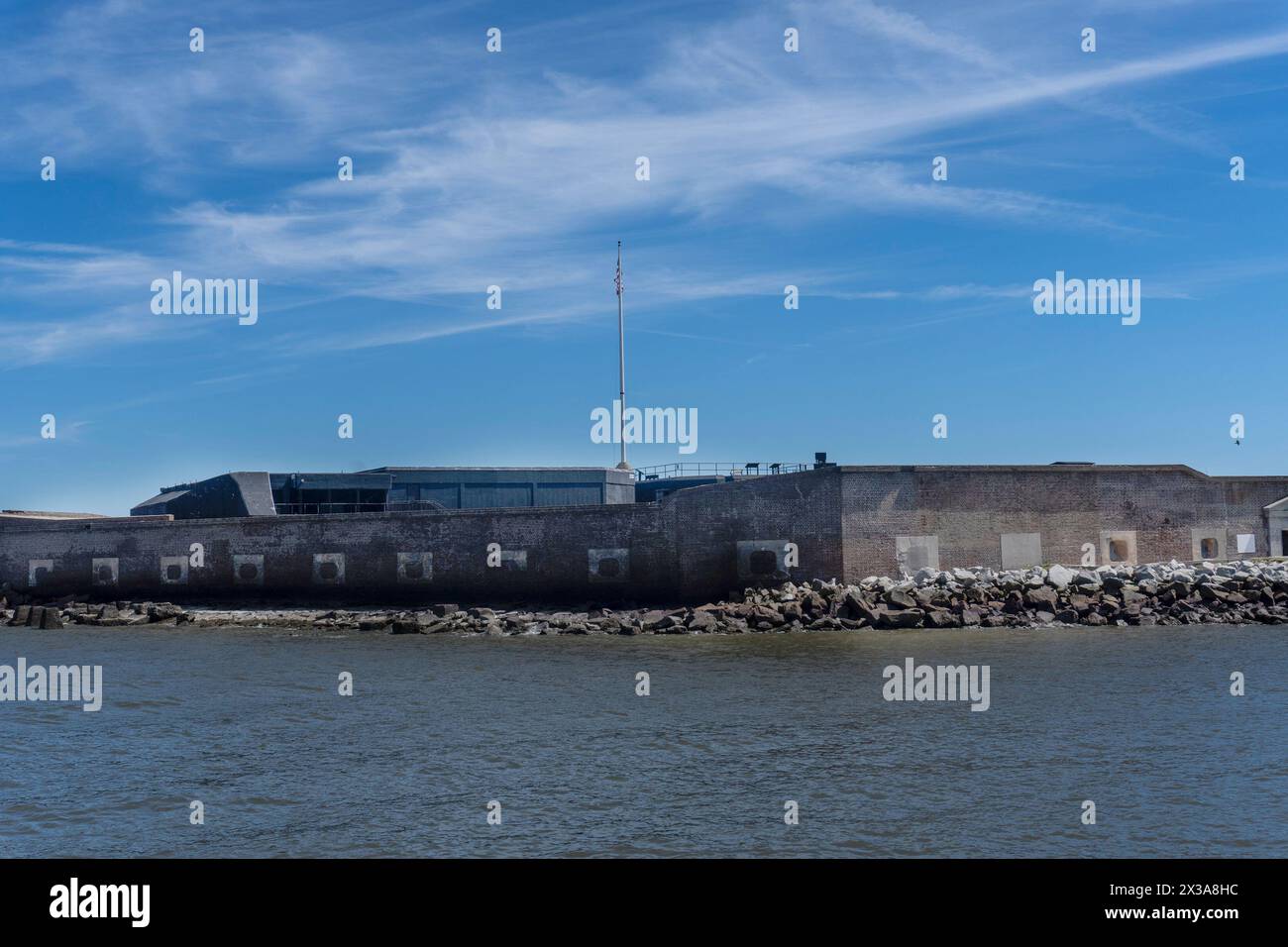 Fort Sumter as seen from a ferry boat near Charleston, SC Stock Photo