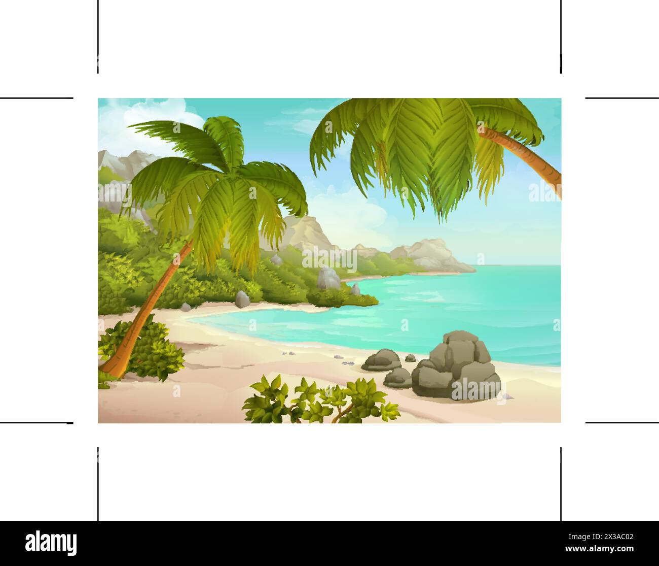Tropical beach vector background Stock Vector