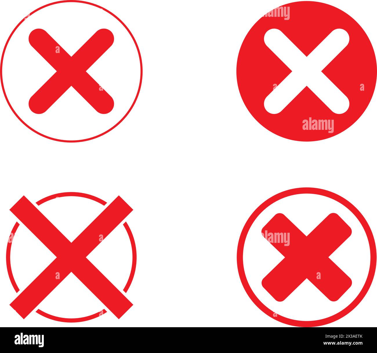 White and red crosses marks inside red an white circles on a white background Stock Vector