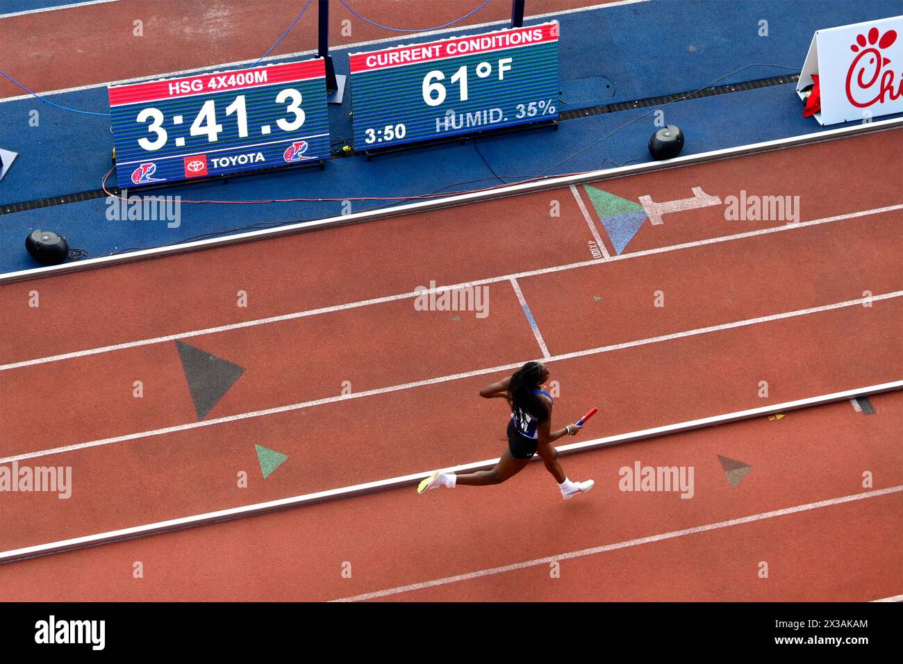 Philadelphia, United States. 25th Apr, 2024. Athletes compete in the