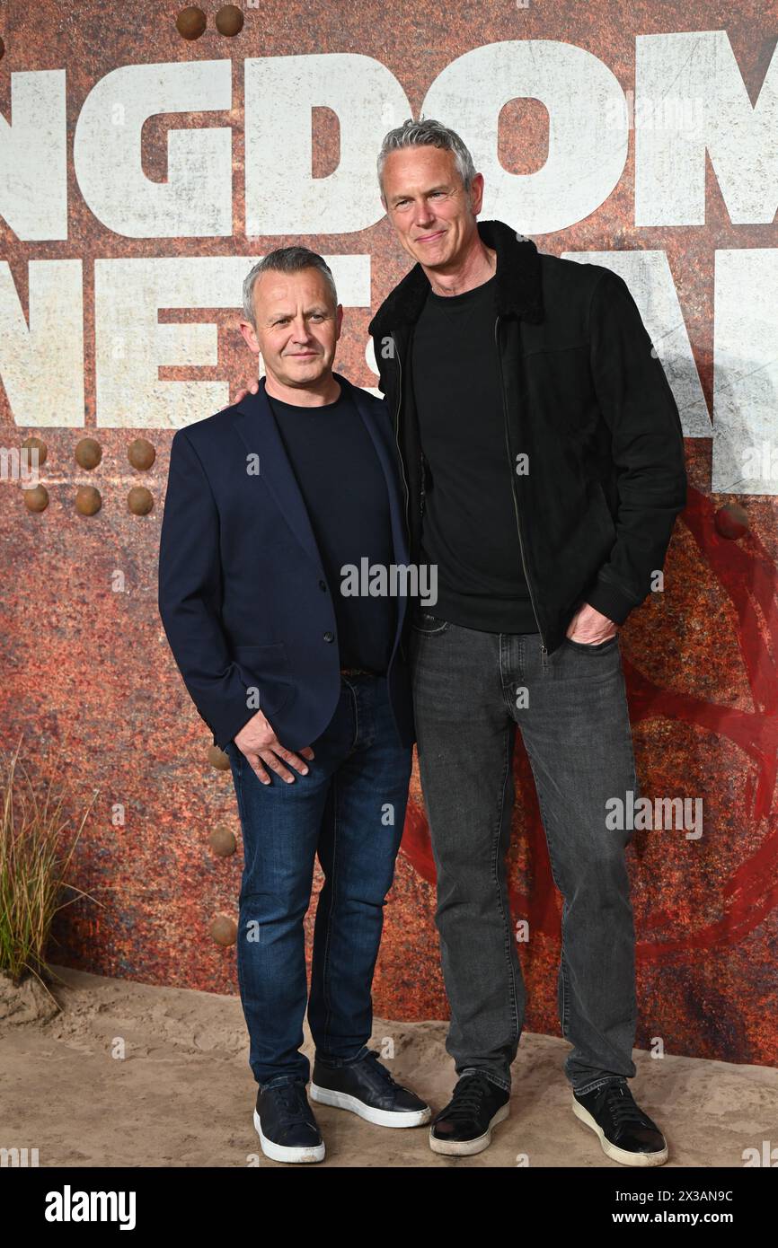 LONDON, ENGLAND - APRIL 25 2024: Mark Foster (R) and partner Craig attends the Kingdom of the Planet of the Apes at BFI IMAX, London, UK. Stock Photo