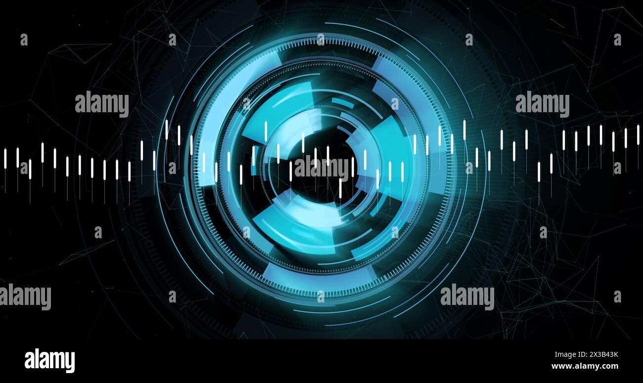 Image of financial data processing over scope scanning Stock Photo