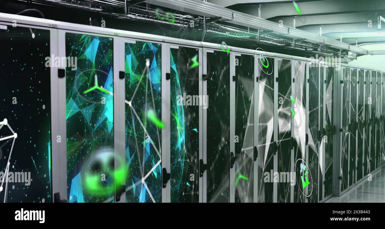 Image of networks and data processing over computer servers Stock Photo
