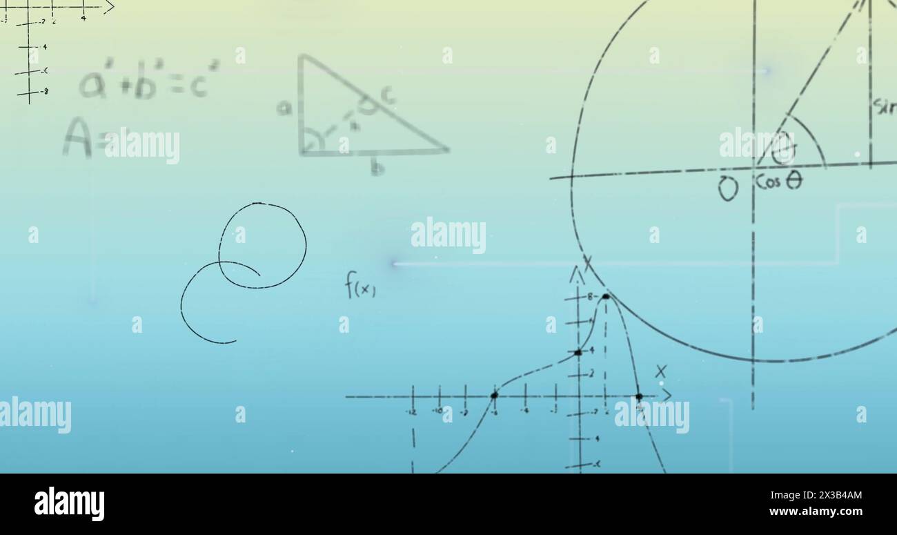 Image of mathematical equations on blue background Stock Photo - Alamy